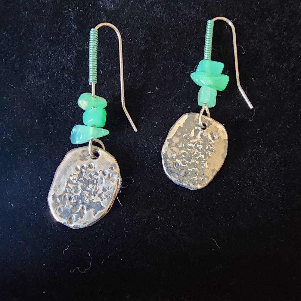 Handmade Chrysoprase and Silver Earrings